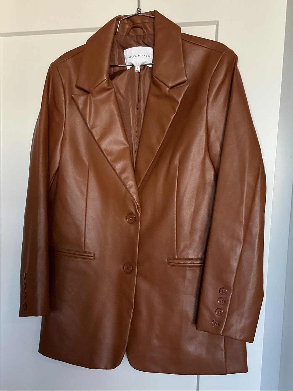 Rebecca Minkoff Cognac Brown Faux Leather Blazer